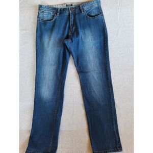 Tatuum Men 36in Zamen‎ Straight Faded Leg Stretch Blue Denim Jeans Cotton Blend
